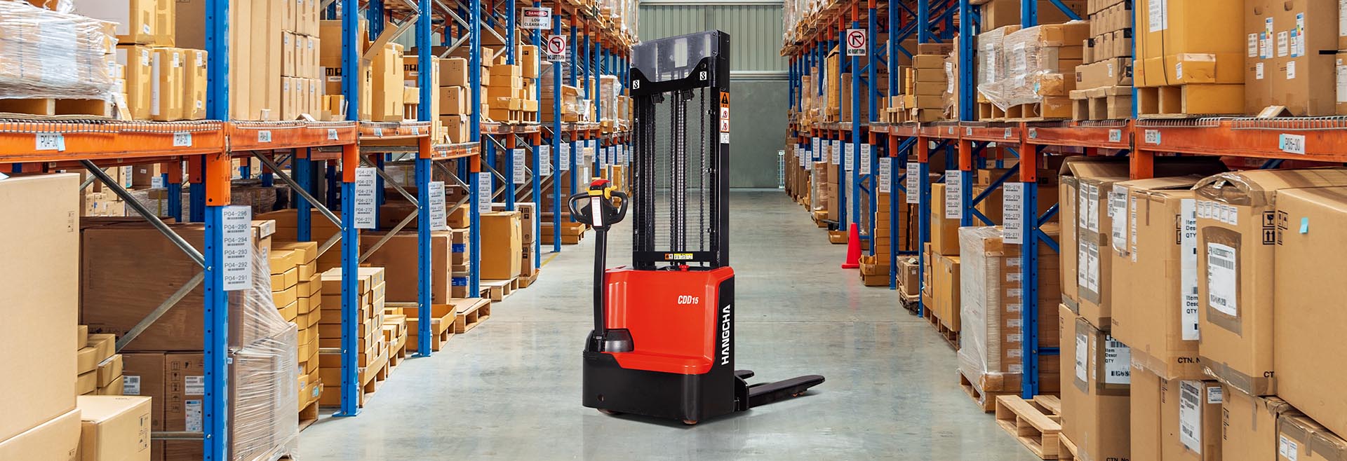 Náhledový obrázek Elektrický ručně vedený paletový zakladač (Nosnost: 1500 kg Výška zdvihu: 0-3500 mm)